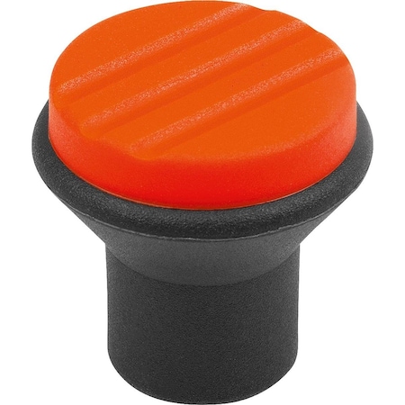 Kipp Mushroom Knob Size:3, D=M08, D1=33, Thermoplastic Black Ral7021, Comp:Steel, Cap:Orange Ral 2004 K0251.081